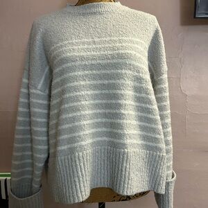 Women's Cozy Striped Sweater - Gray